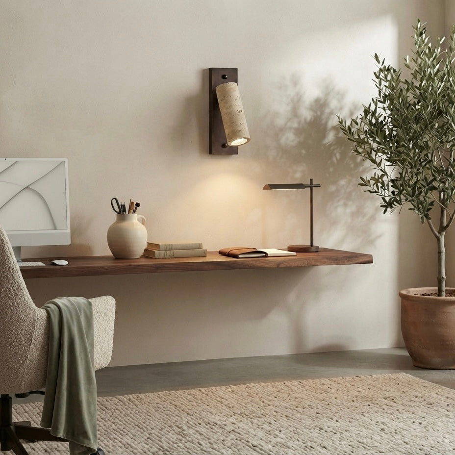 Miso Circle, Circular, Travertine, Minimalist, Japandi, Wall Light