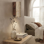Sumi Tower, Textured, Block, Travertine, Earthy, Accent Lighting