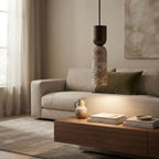 Suna Spindle, Geometric, Modern, Travertine, Minimalist, Pendant