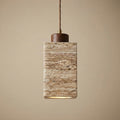 Sora Square, Travertine Wood Japandi Minimalist Pendant
