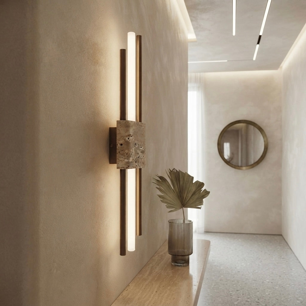 Zen Horizon, Linear, Architectural, Travertine, Contemporary, Statement