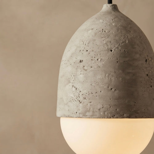 Datsuzoku Glass, Japandi, Travertine, Pendant Light, Minimalist, Organic