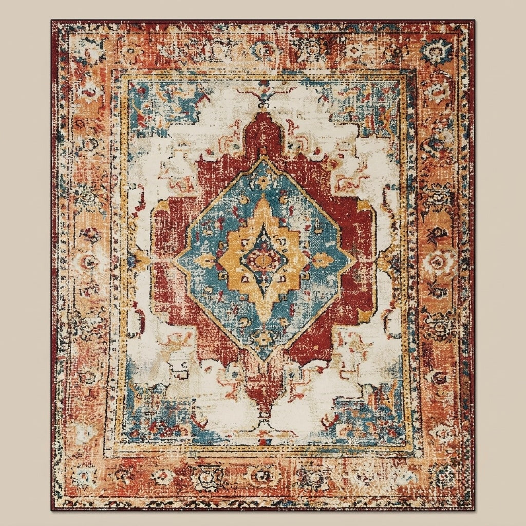 Astrid Distressed Red Boho Vintage Persian Area Rug