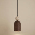 Mori Pillar, Vertical, Architectural, Travertine, Wood, Pendant