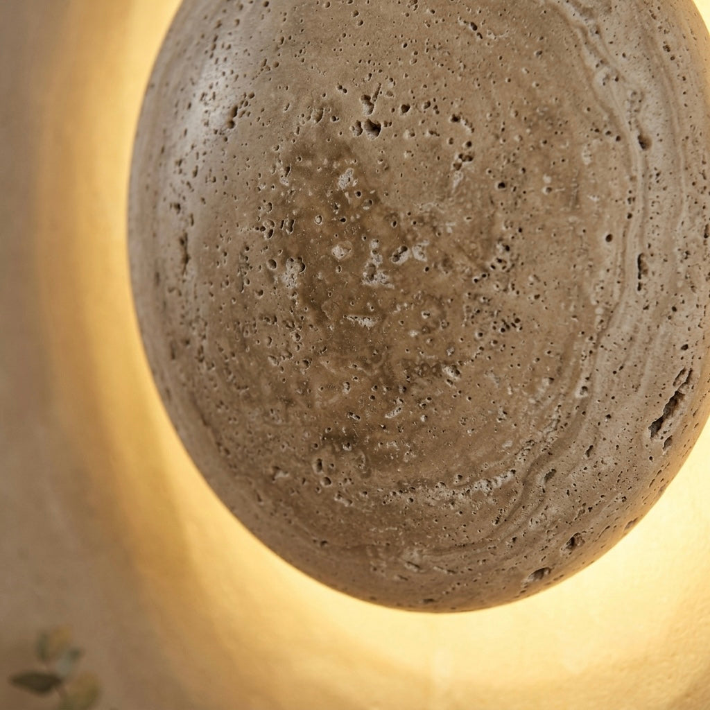Amaya, Japandi, Travertine, Wall Light, Minimalist, Organic