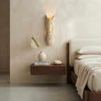 Kaya Round, Round, Travertine, Modern, Japandi, Wall Sconce