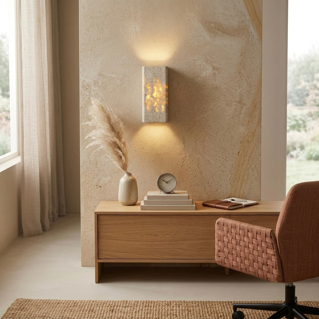 Shiori, Sculptural, Japandi, Sconce, Natural, Stone