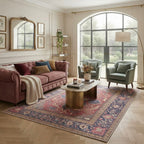 Lyra Crimson Velvet Retro Persian Soft Area Rug