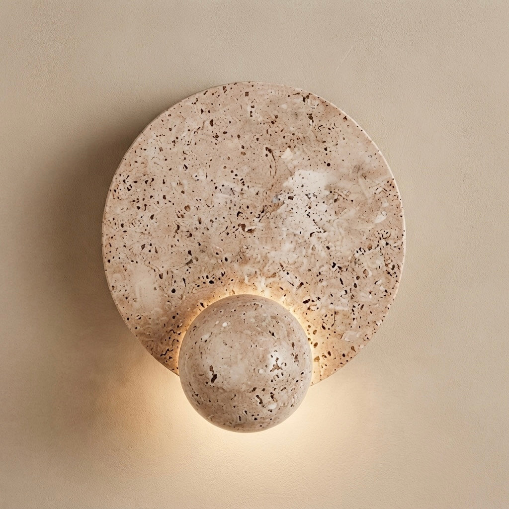 Renzu, Ambient, Minimalist, Wall Light, Travertine, Boutique