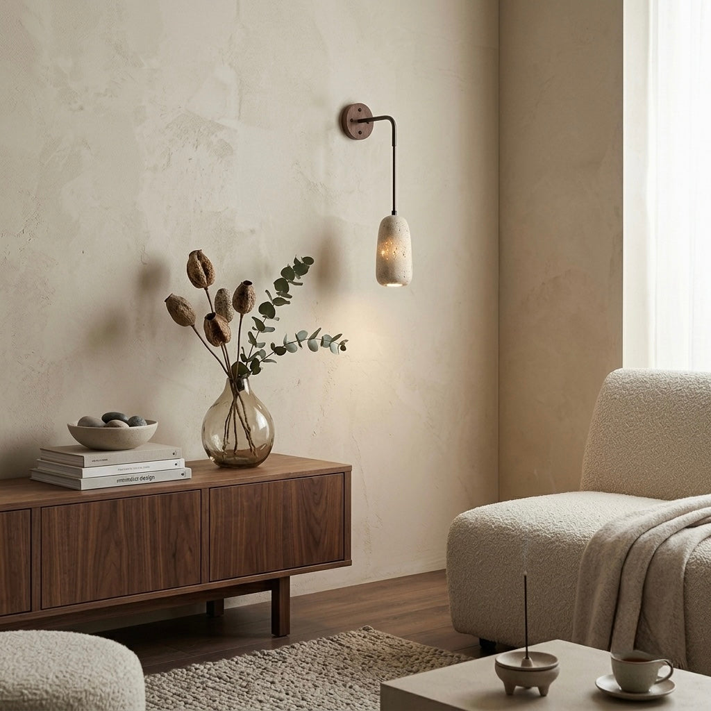 Renge, Sculptural, Japandi, Sconce, Natural, Stone