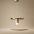 Sora Disc, Minimalist, Japandi, Pendant Light, Travertine, Wood
