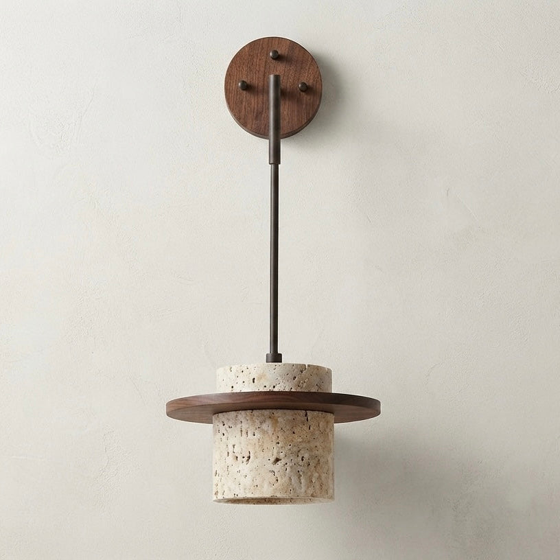 Terra Orb, Earthy, Spherical, Travertine, Organic, Wall Light