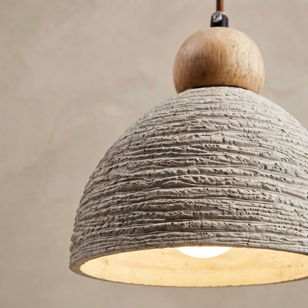 Hinoki Pendant, Architectural, Travertine, Pendant, Contemporary, Earthy