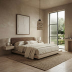 Sora Square, Travertine Wood Japandi Minimalist Pendant