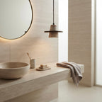Kaze Sphere, Circular, Pendant Light, Travertine, Ambient, Modern