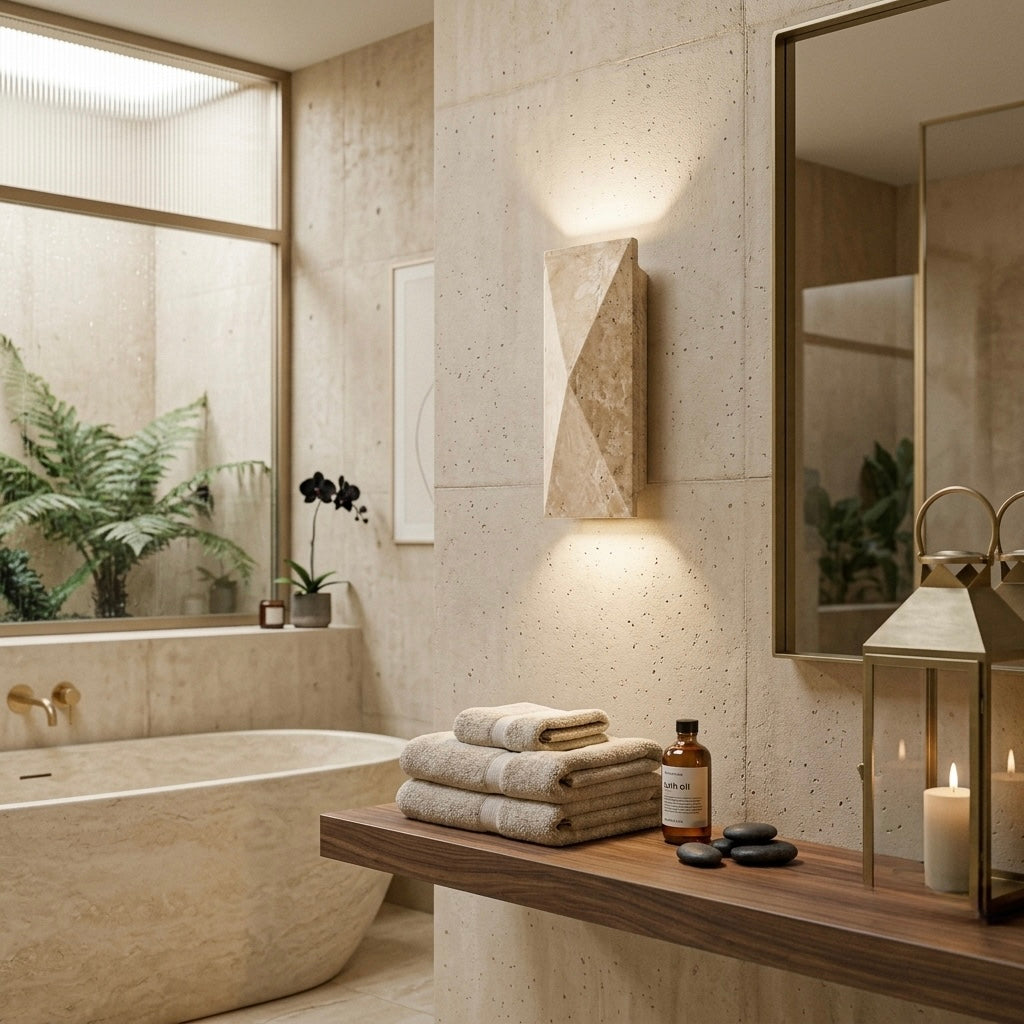 Kan, Japandi, Travertine, Wall Light, Minimalist, Organic