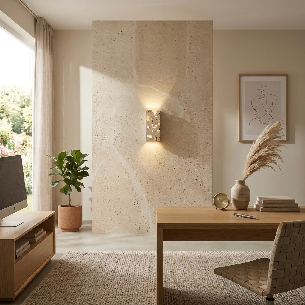Kohaku, Ambient, Minimalist, Wall Light, Travertine, Boutique