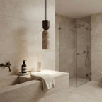 Suna Spindle, Geometric, Modern, Travertine, Minimalist, Pendant