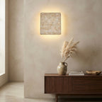 Shibui Square, Geometric, Wall Sconce, Travertine, Modern, Japandi