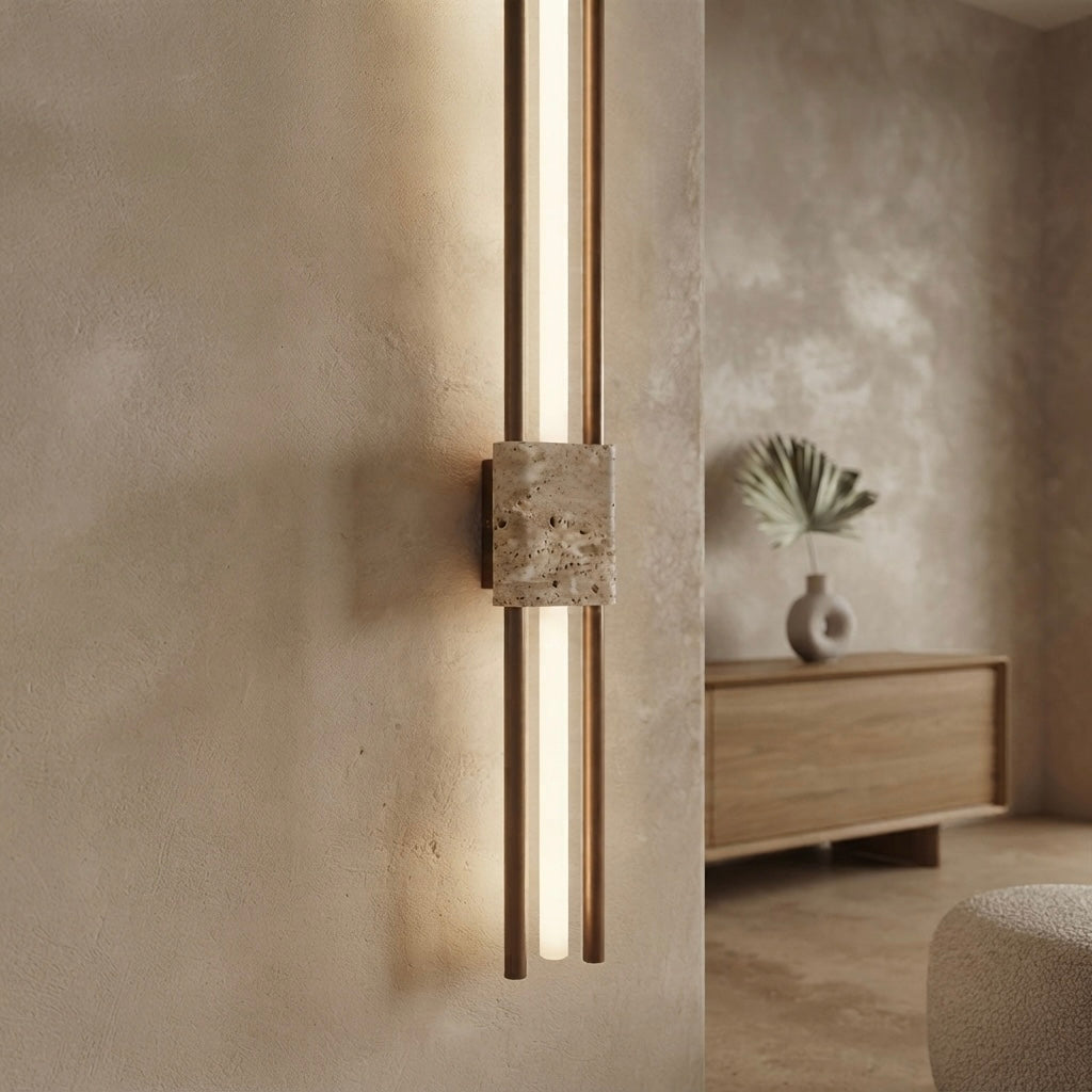 Zen Horizon, Linear, Architectural, Travertine, Contemporary, Statement