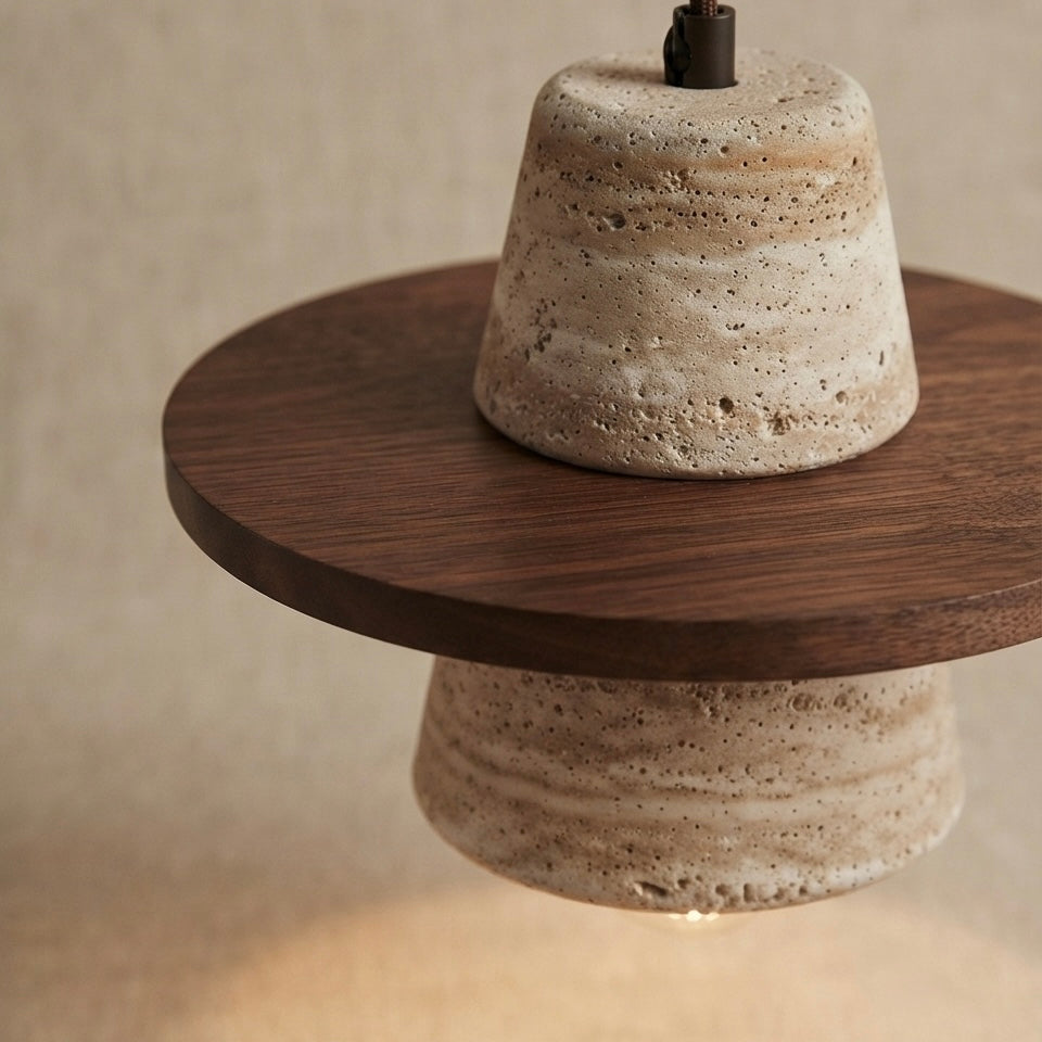 Kaze Sphere, Circular, Pendant Light, Travertine, Ambient, Modern
