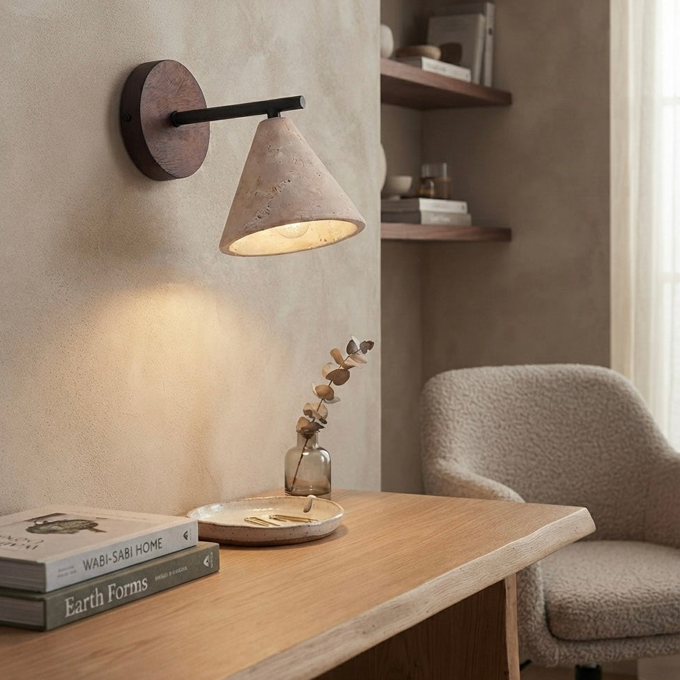 Toro Sconce, Architectural, Warm, Indirect Illumination, Travertine, Interiors