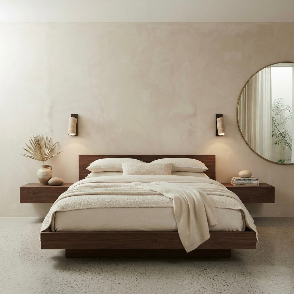 Miso Circle, Circular, Travertine, Minimalist, Japandi, Wall Light