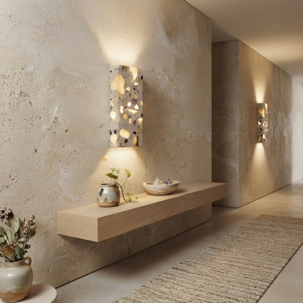 Kohaku, Ambient, Minimalist, Wall Light, Travertine, Boutique