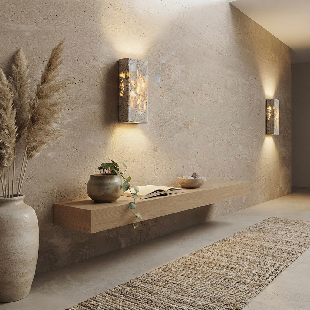 Shiori, Sculptural, Japandi, Sconce, Natural, Stone