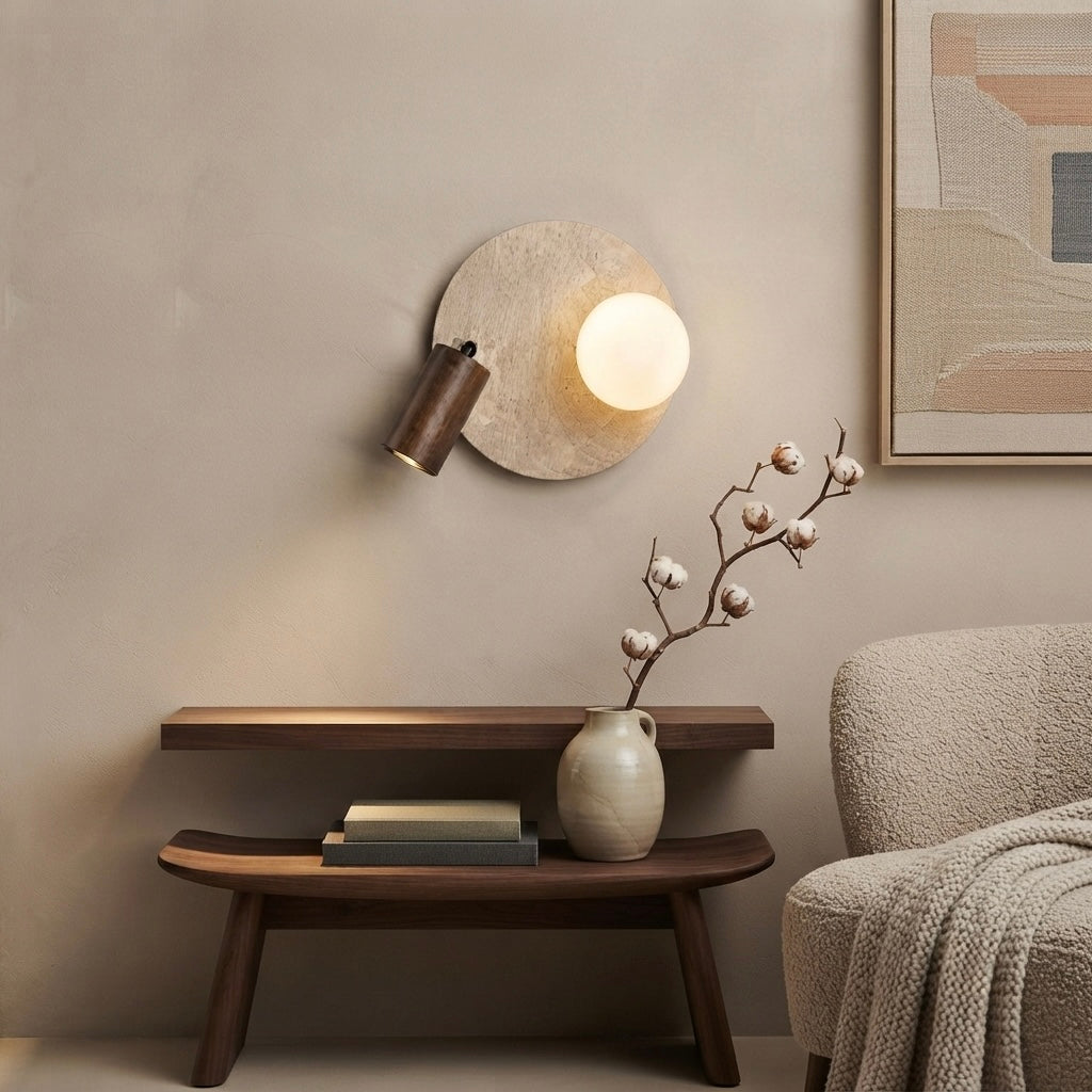 Hiro, Sculptural, Japandi, Sconce, Natural, Stone