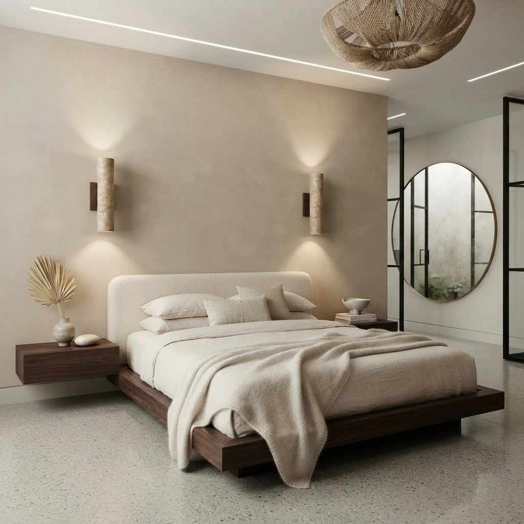 Veda Dome, Dome, Travertine, Japandi, Minimalist, Ceiling Light