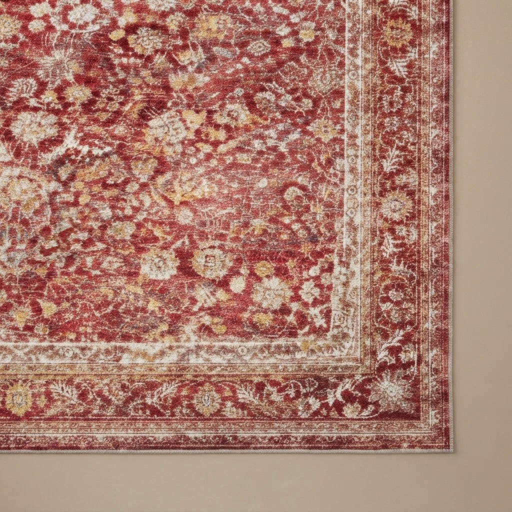 Kiran Deep Garnet Retro Persian Area Rug