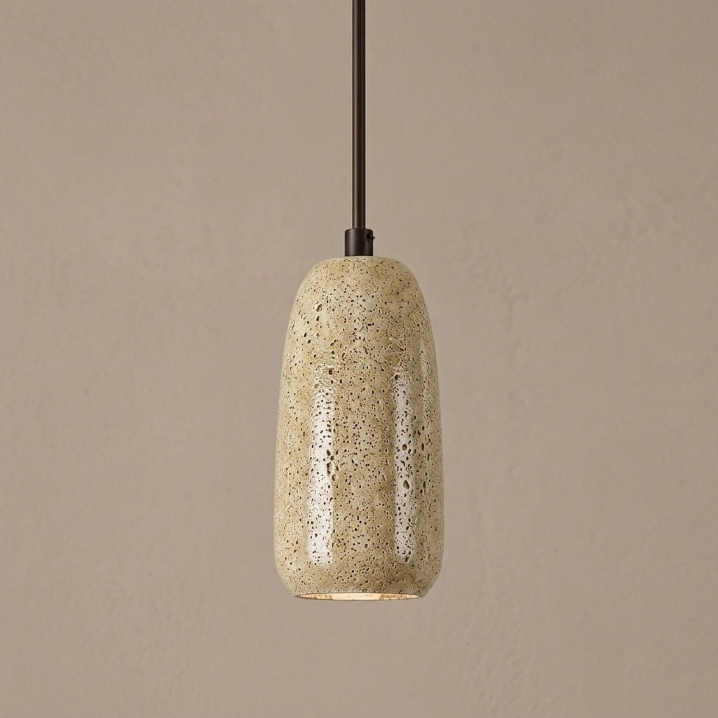 Kintsugi Cylinder, Architectural, Travertine, Pendant, Contemporary, Earthy