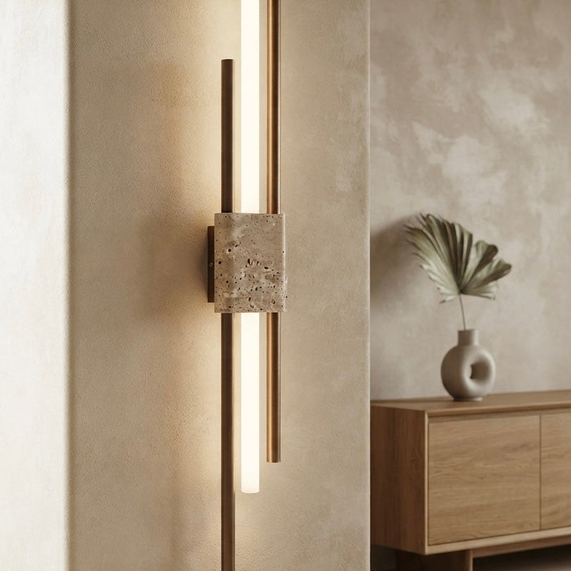Zen Horizon, Linear, Architectural, Travertine, Contemporary, Statement