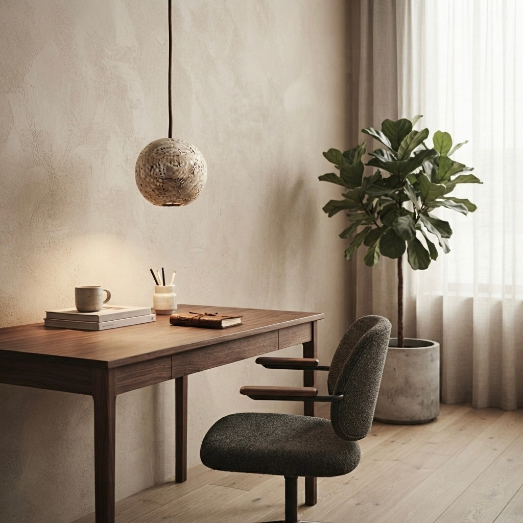 Saki, Architectural, Travertine, Pendant, Contemporary, Earthy