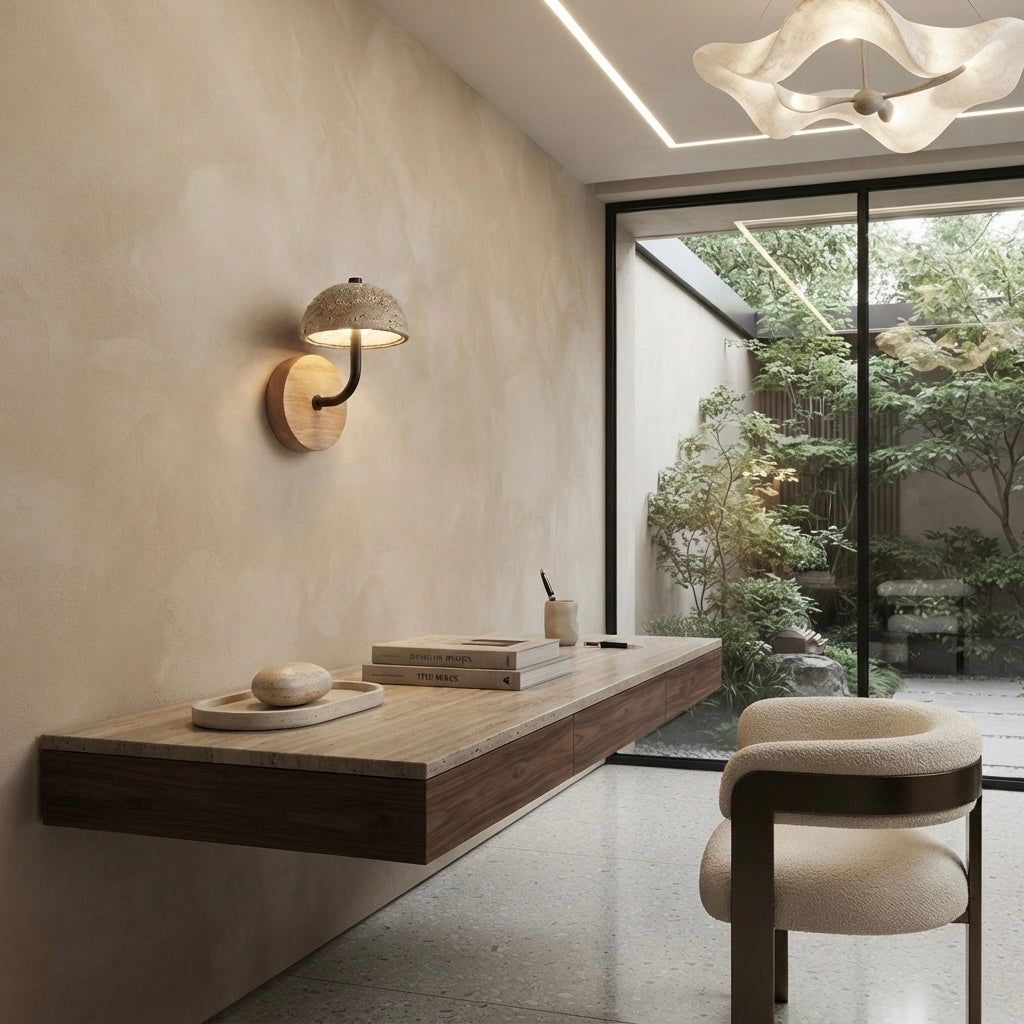 Miso Beam, Linear, Minimalist, Travertine, Accent, Japandi