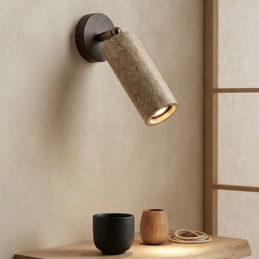 Nori Arc, Organic, Japandi, Wall Light, Travertine, Wood