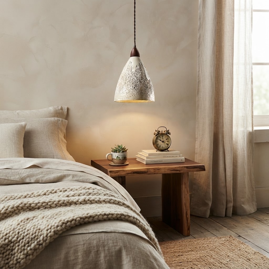 Sora Ambient, Architectural, Travertine, Pendant, Contemporary, Earthy