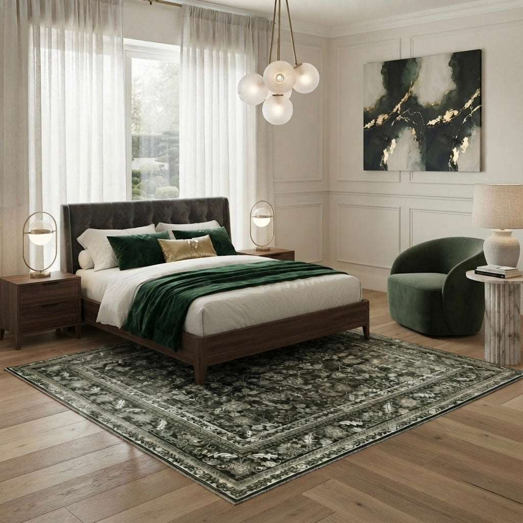 Isla Olive & Emerald Retro Persian Soft Area Rug