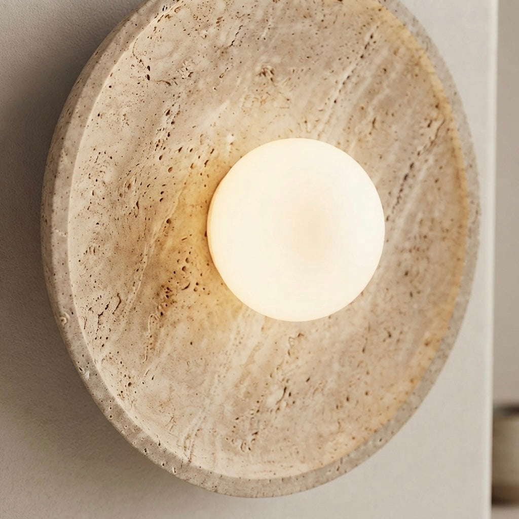 Akane, Japandi, Travertine, Wall Light, Minimalist, Organic