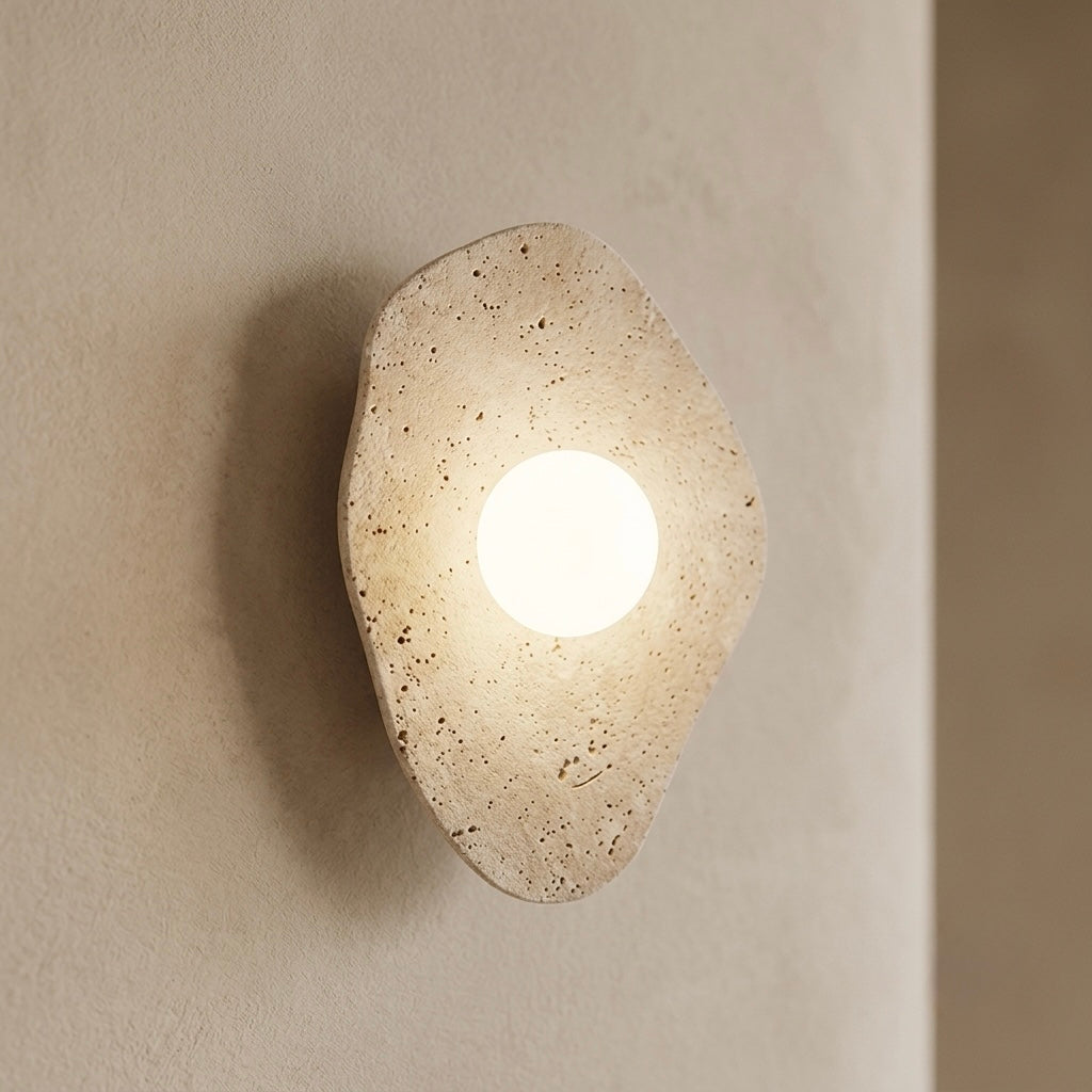 Shibusa, Architectural, Travertine, Wall Lighting, Contemporary, Earthy