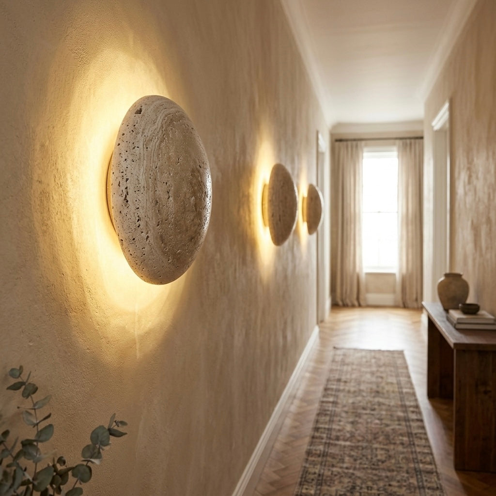 Amaya, Japandi, Travertine, Wall Light, Minimalist, Organic