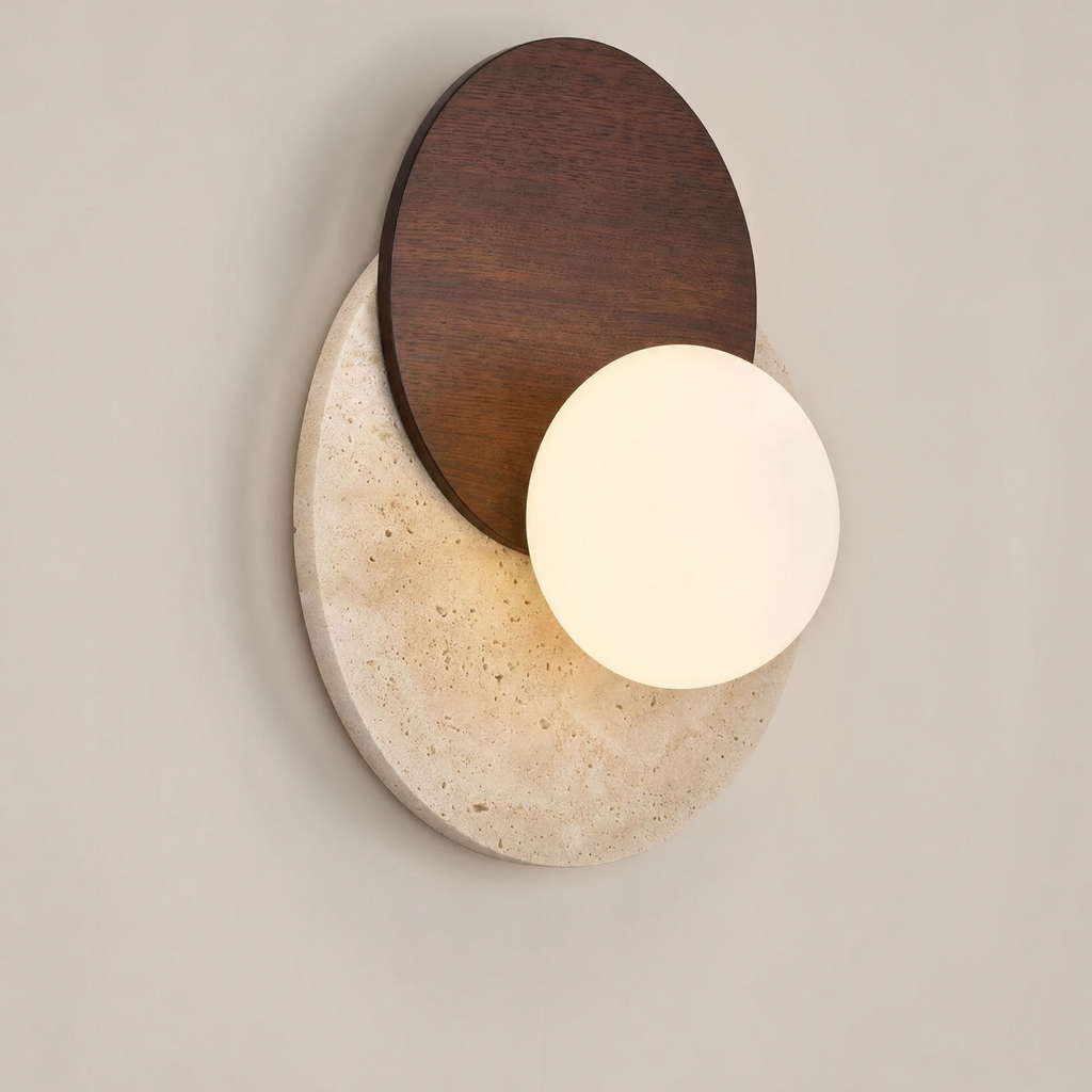 Disc Sconce, Circular Earthy Elegant Wabi-Sabi Diffused Light