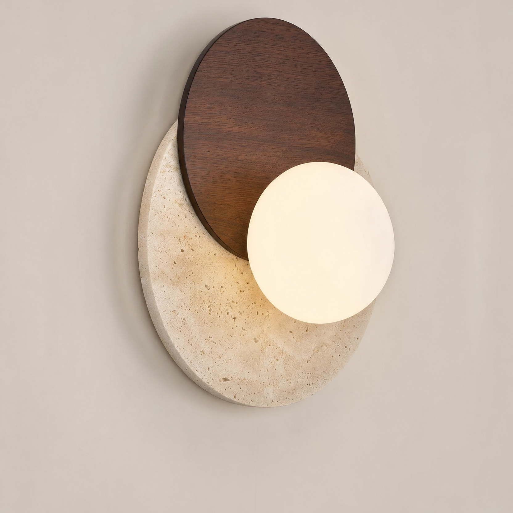 Disc Sconce, Circular Earthy Elegant Wabi-Sabi Diffused Light