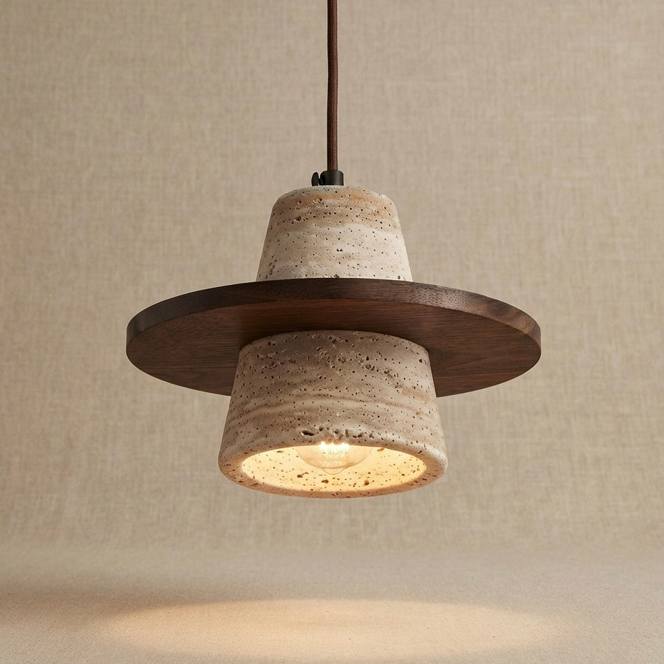 Kaze Sphere, Circular, Pendant Light, Travertine, Ambient, Modern