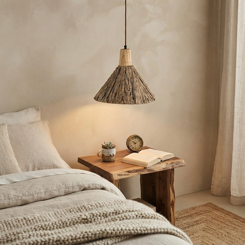 Ren Dome, Japandi, Travertine, Pendant Light, Minimalist, Organic