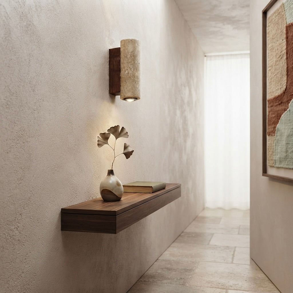 Sayuri, Ambient, Minimalist, Wall Light, Travertine, Boutique