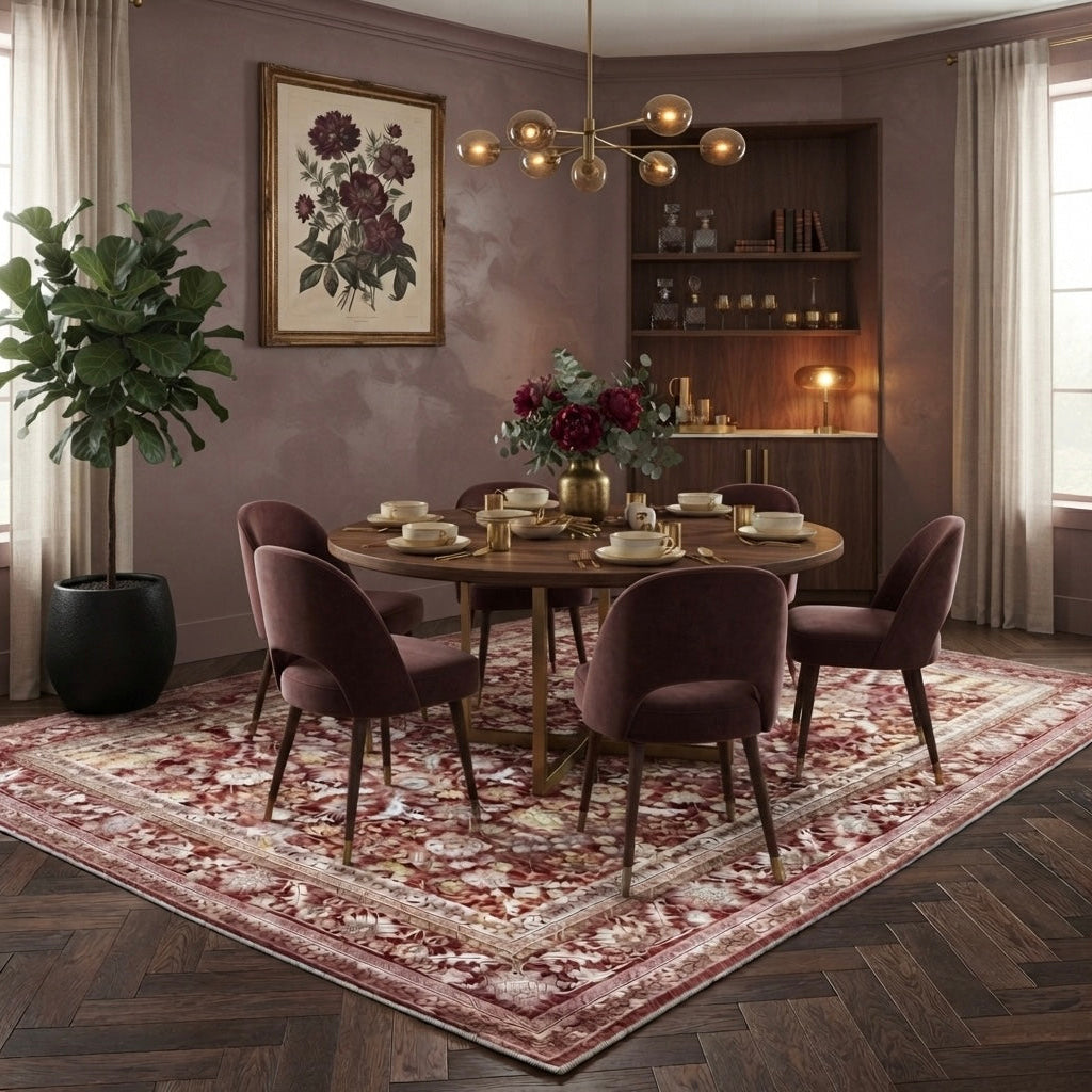Kiran Deep Garnet Retro Persian Area Rug