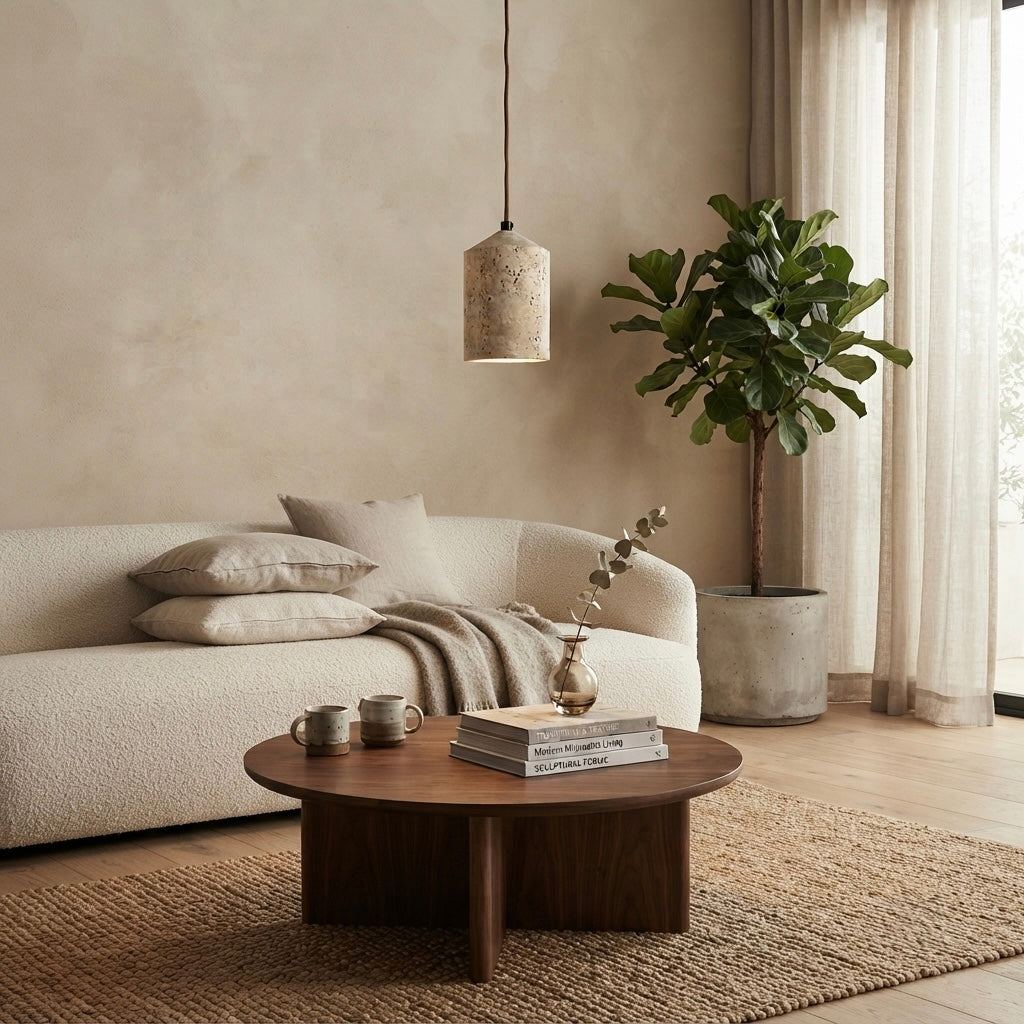 Nara, Ambient, Minimalist, Pendant, Travertine, Boutique
