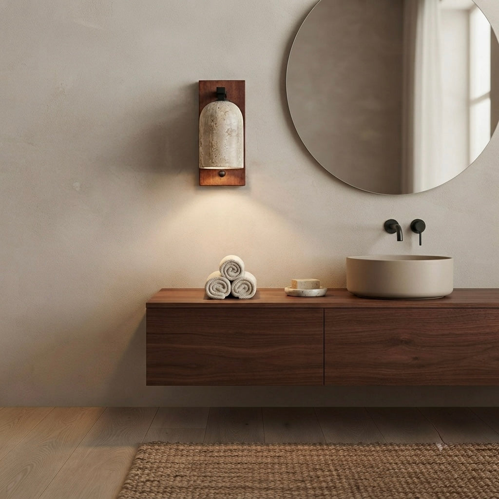 Tada, Japandi, Travertine, Wall Light, Minimalist, Organic